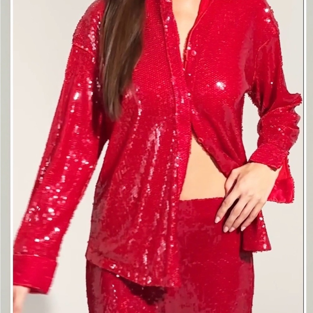 SEQUIN SHIRT IN RED woman’s size small